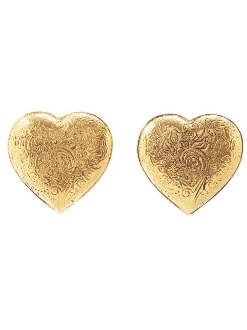 Saint Laurent Heart Earrings Vintage Gold